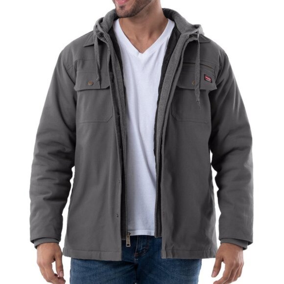 NEW 2XL 50-52 Wrangler Men's Work Jacket- Hooded-Quilt Lined-Duck Canvas - Picture 2 of 8
